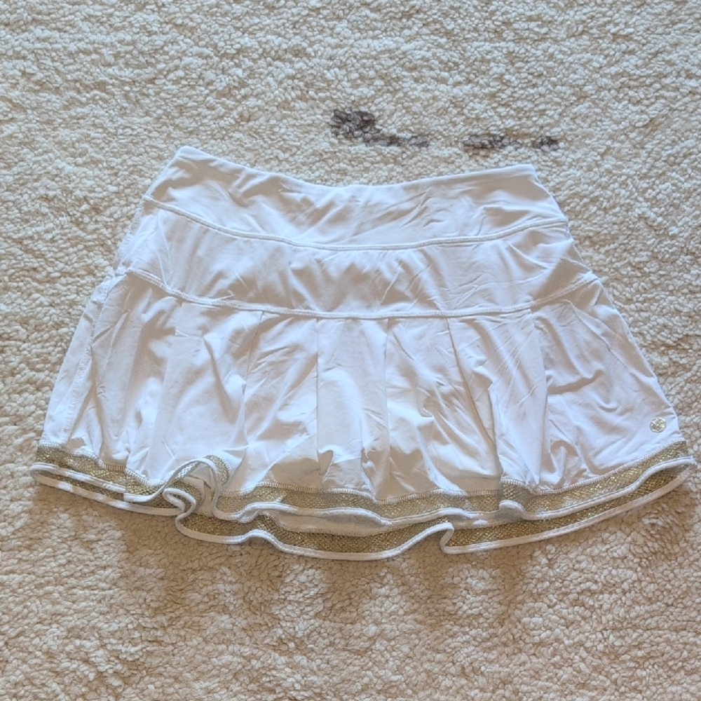 Lilly Pulitzer White Skater Skorts with Pleated Tiers